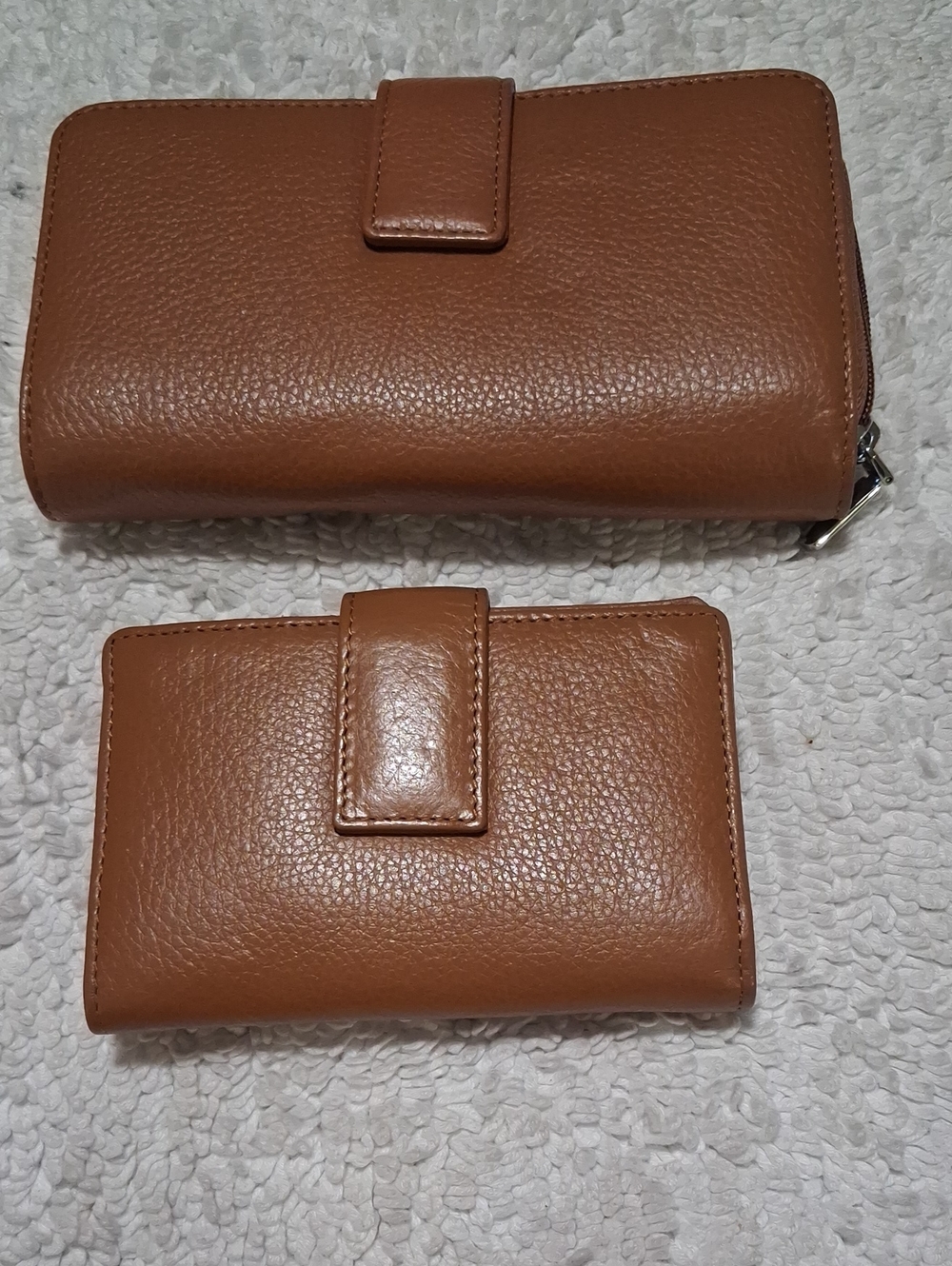 Bundle Of Kim Rogers Tan Pebbled Leather Wallets with ID Window